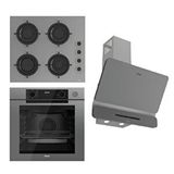 Ferre Steamart-Fryart-Sılentart Serisi Gri Set (CS208-FA + QEP64CPR +D082-SA ) - Emaye Izgara / Kademeli Musluk