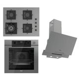 Ferre Steamart-Fryart-Sılentart Serisi Gri Set (SC408-WFA + QEP64CPR +D065-SA ) - Döküm Izgara / 65 cm Ocak