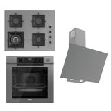 Ferre Steamart-Fryart-Sılentart Serisi Gri Set (SC408-WFA + QEP64CPR +D079-SA ) - Döküm Izgara / 65 cm Ocak