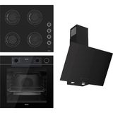 Ferre Steamart-Fryart-Sılentart Serisi Siyah Set (CS205-FA + QEP64CS +D077-SA ) - Emaye Izgara / Kademeli Musluk
