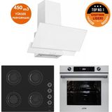 Ferre ve Afm Tech Marka Agon Turbo Dijital Siyah Beyaz Ankastre Set (CS205-FA + FM7701 + FM3301)