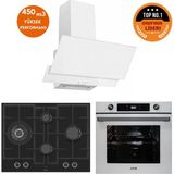 Ferre Ve Afm Tech Marka Dean Greyva Turbo Siyah Beyaz Ankastre Set (Ed075-Wfa Wok+ Fm7701 + Fm3301)