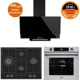 Ferre ve Afm Tech Marka Iqm Turbolu Siyah-Beyaz Dijital Ankastre Set (ED075-WFA WOK+FM7701+FM3250)