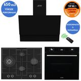 Ferre Ve Afm Tech Marka Modeo Turbolu Siyah Dijital Ankastre Set (Ed075-Wfa Wok+Fm7700+Fm3400)