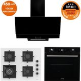 Ferre ve Afm Tech Marka Qc 8 Prog. Turbolu Siyah Dijital Ankastre Set (SC406-WFA WOK+FM7700+FM3250) - Beyaz