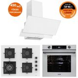 Ferre Ve Afm Tech Marka Qh 8 Prog. Turbolu Beyaz Dijital Ankastre Set (Sc406-Wfa Wok+Fm7701+Fm3301)