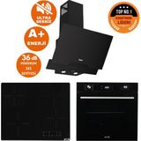 Ferre ve Afm Tech Marka Sessiz Duo Elek.vitro Siyah Dijital Ankastre Set (D063-SA + V6-04 + FM7700)