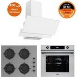 Ferre ve Afm Tech Marka Unıt Turbo Dijital Gri-Beyaz Ankastre Set (CS208-FA + FM7701 + FM3301) - Antrasit - Gri