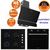 Ferre Ve Afm Tech Marka Upe Sessiz 8 Prog.turbo Siyah Dijital Ankastre Set (D080-Sa +Fm7700+Fm2200)