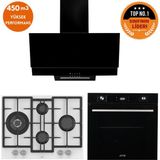 Ferre ve Afm Tech Marka Uq 8 Prog. Turbolu Siyah Dijital Ankastre Set (ED076-WFA WOK+FM7700+FM3250) - Beyaz