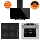 Ferre ve Afm Tech Markalı Age 8 Prog. Turbolu Siyah-Beyaz Ankastre Set (CS205-FA + FM7701+FM3250)