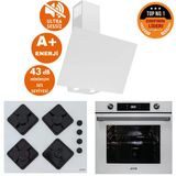 Ferre Ve Afm Tech Markalı Agı Sessiz Turbo Dijital Beyaz Ankastre Set (D078-Sa +Fm7701 +Fm-Bd2201)