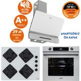 Ferre ve Afm Tech Markalı Aov Sessiz Turbo Dijital Beyaz Ankastre Set (D081-SA +FM7701 +FM-BD2201)