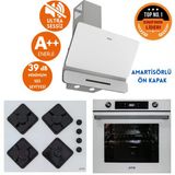 Ferre Ve Afm Tech Markalı Aro Sessiz Turbo Dijital Beyaz Ankastre Set (D081-Sa +Fm7701 +Fm-Bd2201)