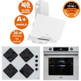 Ferre ve Afm Tech Markalı Art Sessiz Turbo Dijital Beyaz Ankastre Set (D064-SA +FM7701 +FM-BD2201)