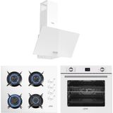 Ferre ve Afm Tech Markalı / Beyaz Cam Turbolu Ankastre Set ( D087 + FM2201 + FM7701 )