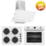 Ferre ve Afm Tech Markalı / Fiero Beyaz Cam Turbolu Ankastre Set ( CS206-FA + FM23301 + FM7701 )