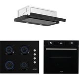 Ferre ve Afm Tech Markalı /mıqoa Beyaz Ankastre Set ( D036 Sürgülü Aspiratör + FM7700 + FM2200 ) - Siyah