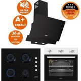 Ferre ve Afm Tech Markalı Silentart Sessiz Eon Siyah-Beyaz Ankastre Set ( D063-SA + FM7301 +FM2200)