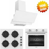 Ferre ve Afm Tech Markalı/ Valencia 6+1 Turbolu Beyaz Ankastre Set ( CS206-FA + FM7601 + FM3301W )