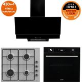 Ferre Ve Afm Tech Markalı/Fethy -F29 Turbolu İnox Siyah Ankastre Set (El003 + Fm7700 +Fm3250)