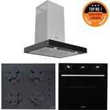 Ferre ve Afm Tech Markalı/onda Turbolu Inox Siyah Ankastre Set (D100 + FM7700 +FM-BD2200)