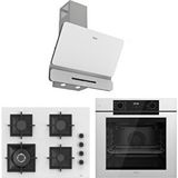 Ferre White Fryart 3 Lü Ankastre Set ( Qep63cb - Sc406-wfa - D081-sa ) A++ Sessiz Davlumbaz - 65 Cm Wok Bek Ocak Beyaz