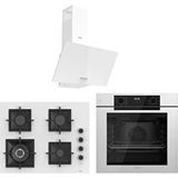 Ferre White FryArt 3 Lü Ankastre Set ( QEP63CB - SC406-WFA - D087 ) 65 cm Wok Bek Ocak