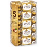 Ferrero Rocher Bütün Fındıklı Ve Dolgulu Fındık Parçacıklı Sütlü Çikolata Kaplı Gofret 200 Gr X 5 Adet