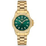 Ferro FL21540AWT-B6 Quartz Altın Rengi Yeşil Kadran 32 mm Kadın Kol Saati - tek ebat