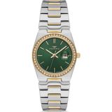 Ferro FL21596AWT-D6 Quarzt Çelik Altın/gri Yeşil Kadran 30 mm Kadın Kol Saati - standart