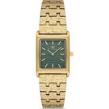 Ferro Fl21599awt-B6 Quartz Çelik Altın Rengi Yeşil Kadran 22 Mm Kadın Kol Saati