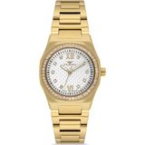 Ferro FL21616AWT-B Quartz Çelik Altın Rengi Beyaz Kadran 27 mm Kadın Kol Saati - tek ebat