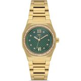 Ferro FL21616AWT-B6 Quartz Çelik Altın Rengi Yeşil Kadran 27 mm Kadın Kol Saati - tek ebat