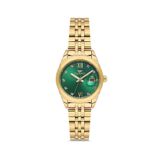 Ferro Fl21618awt-B6 Quartz Çelik Altın Rengi Yeşil Kadran 28 Mm Kadın Kol Saati