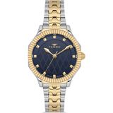 Ferro FL21632AWT-D3 Quartz Çelik Altın/gri Lacivert Kadran 32 mm Kadın Kol Saati - Altın - Metalik Gri