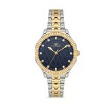 Ferro Fl21632awt-D3 Quartz Çelik Altın/Gri Lacivert Kadran 32 Mm Kadın Kol Saati
