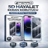 Ferro İphone 15 Pro Max 5D Hayalet Ekran Koruyucu - Aparatlı Kolay Uygulama - 9H Tam Kaplama Full Cam