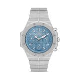 Ferro Quartz Çelik Metalik Gri Turkuaz Kadran 42 Mm Erkek Kol Saati