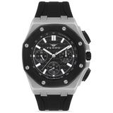 Ferro Quartz Silikon Siyah 43 mm Fonksiyonları Aktif Erkek Kol Saati - Gri