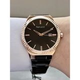 Ferrucci Business Model Çelik Takvimli Sade Şık Erkek Kol Saat+Bileklik - Rose Gold - Siyah