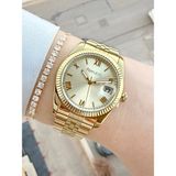 Ferrucci Büyük Rolex Kasa Gold Renk Kadın Kol Saati ve Bileklik - Altın