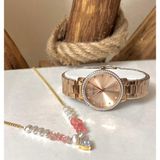 Ferrucci Çelik Taşlı Şık Kadın Kol SAATI+%100 Çelik Kolye Hediye - Rose Gold