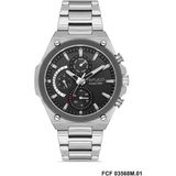 Ferrucci FCF03568M.01 Gümüş Renk Siyah Kadran Tüm Fonksiyonlar Aktif 47 mm Erkek Kol Saati - Gri