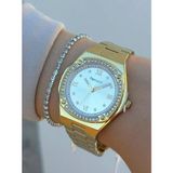 Ferrucci Gold Çelik Taşlı Şık Kadın Kol Saat+Bileklik