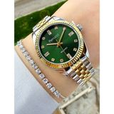 Ferrucci Kadranı Yeşil 33 mm Kadın Kol Saati ve Bileklik - Altın - Gümüş - Yeşil