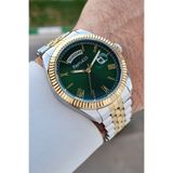 Ferrucci Kadranı Yeşil Kordonu Gold Gümüş Renk 40 Mm Erkek Kol Saati