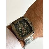 Ferrucci Kare Kadran Füme&lacivert Renk Fonksiyonlu&takvimli 45MM Çap Erkek Kol Saati