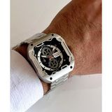 Ferrucci Kare Kadran Gümüş Fonksiyonları Aktif Takvimli Spor Model Çelik Erkek Kol Saati