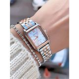 Ferrucci Kare Minimal Kadran Zarif Model Çelik Kadın Kol Saati+Bileklik - Rose Gold - Gümüş